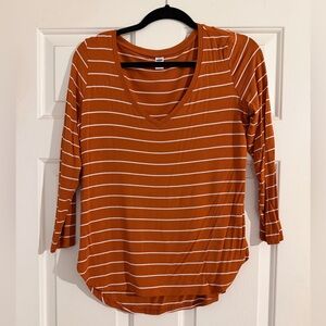 Old Navy Women's Rust Striped Long Sleeve Top